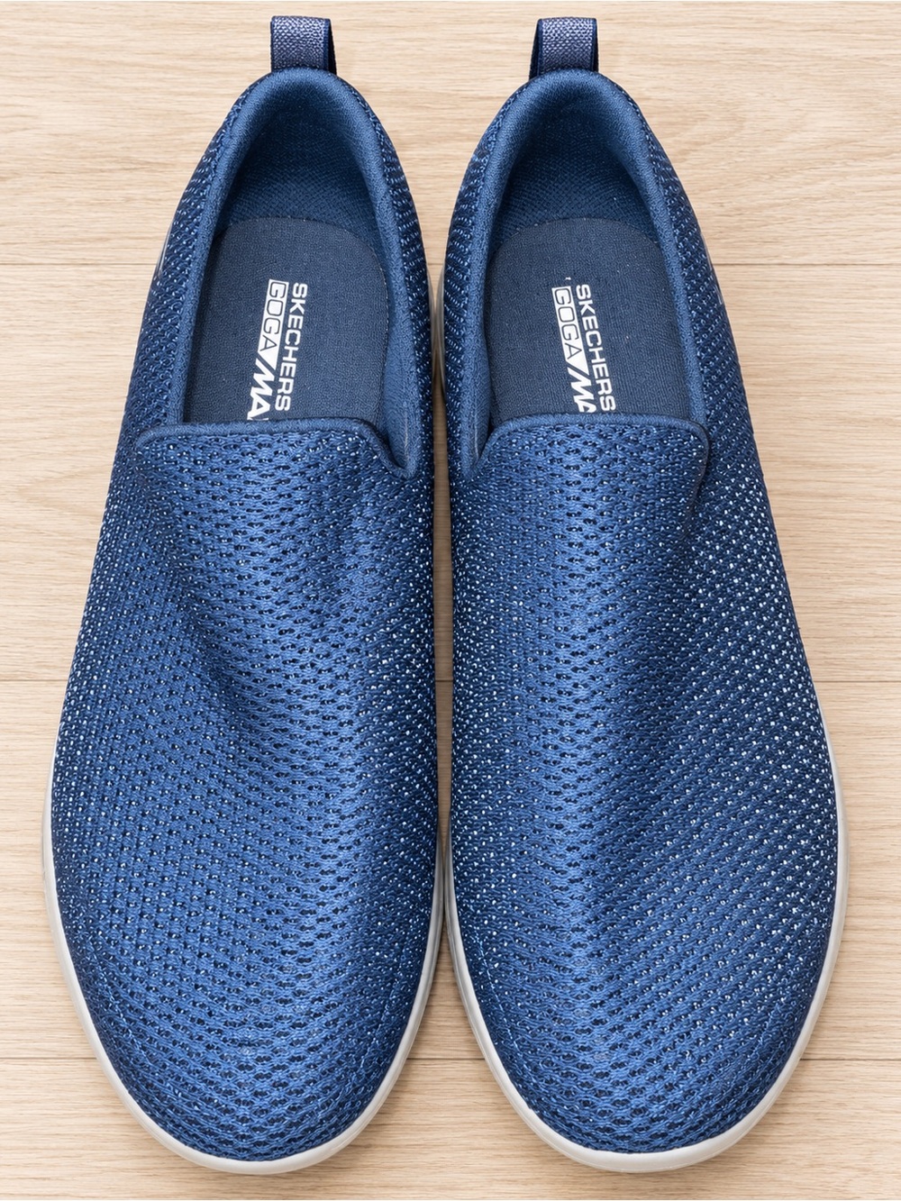 Skechers Men's Slip-On Sneakers in Navy Knit